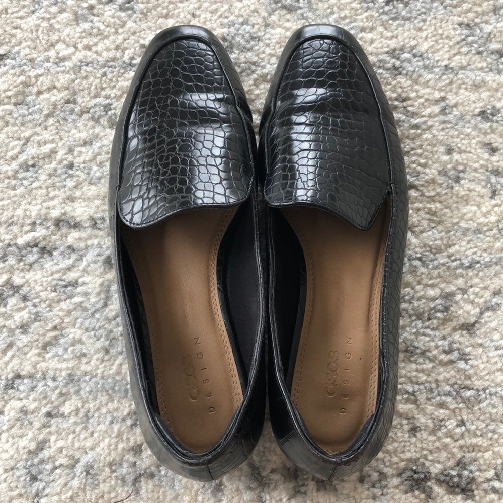 NWOT ASOS Design Black Croc Loafers